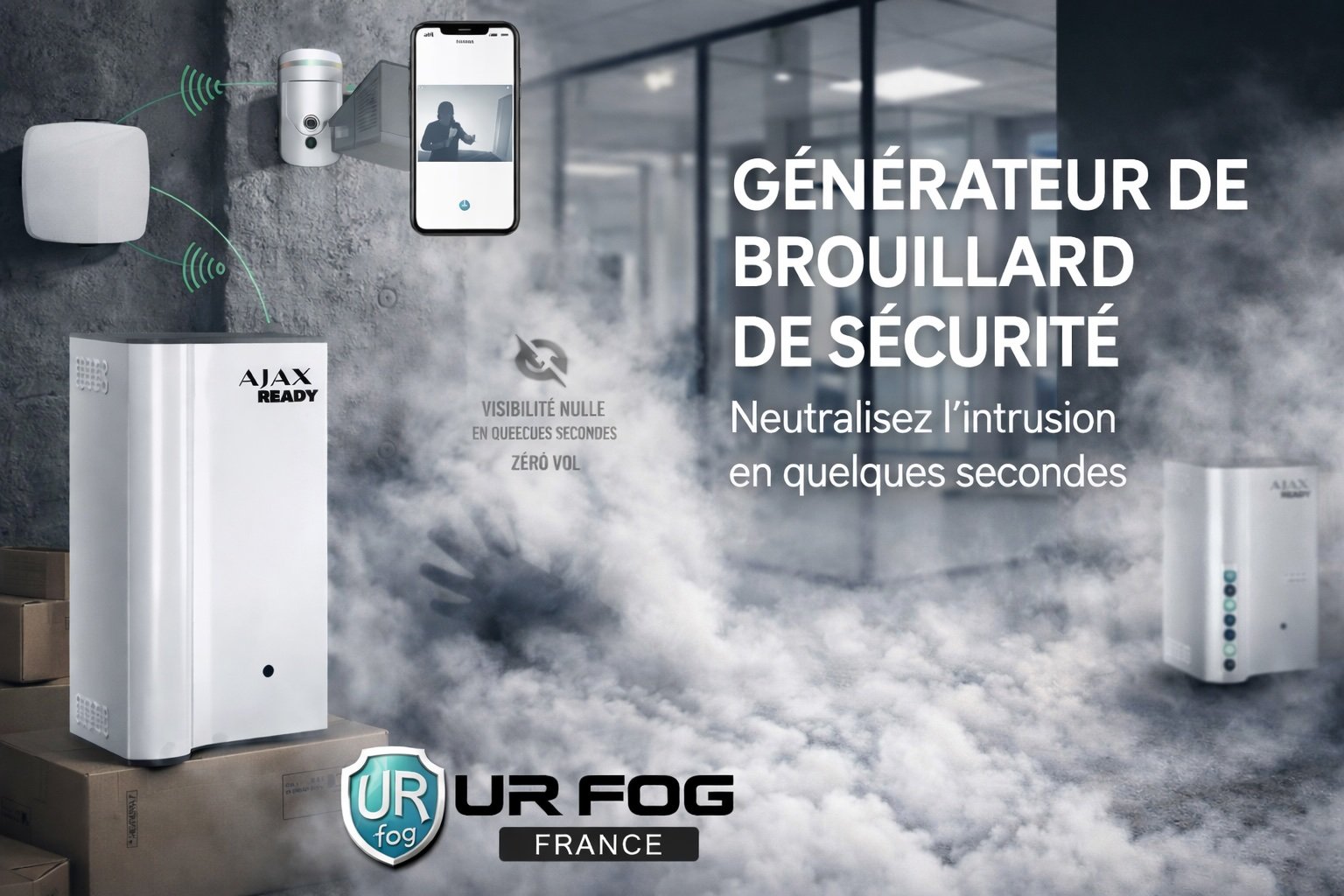 générateur de brouillard anti intrusion ajax ur fog sécurité entreprise toulouse système anti cambriolage professionnel