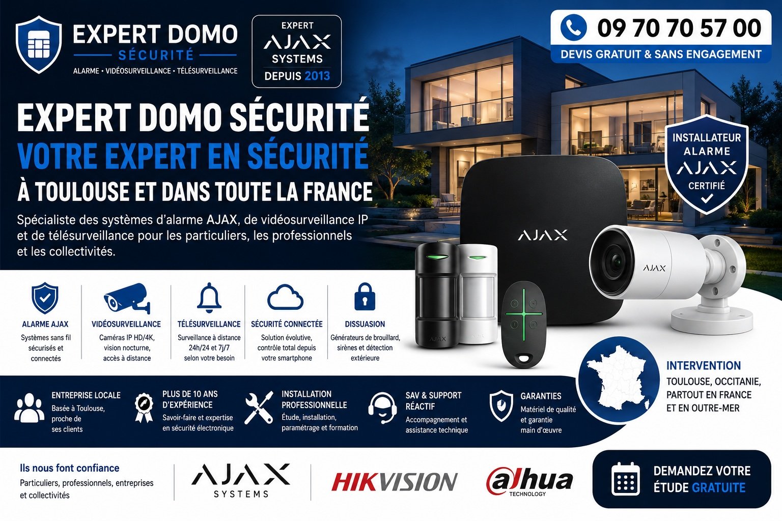 Expert Domo Sécurité installateur alarme AJAX, vidéosurveillance IP et télésurveillance à Toulouse